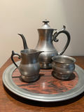 Pewter tea service with teapot, creamer, and sugar bowl - thumbnail 2 of 3