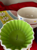 Colorful Spring dinnerware set with plates, bowls, ramekins, muffin cups and a metal pitcher - thumbnail 5 of 5
