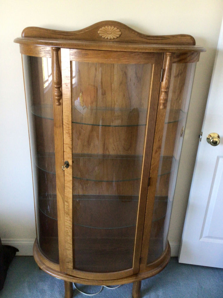Curved wooden glass-display cabinet - image 1 of 3