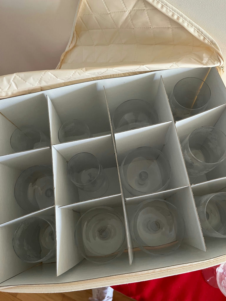 Etched glass stemware and goblet set with storage box - image 2 of 2