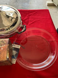 Silver-plated lidded serving dish with cracker tray - thumbnail 2 of 3