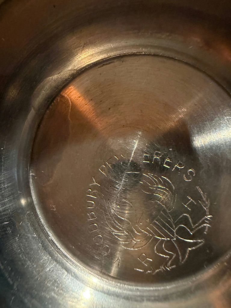 Pewter tea service with teapot, creamer, and sugar bowl - image 3 of 3