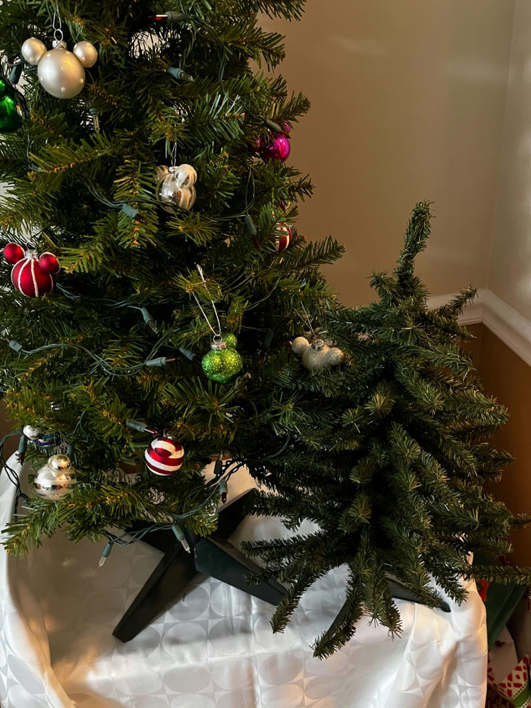 Small decorated Christmas tree with  lights and ornaments - smaller undecorated tree - image 2 of 2