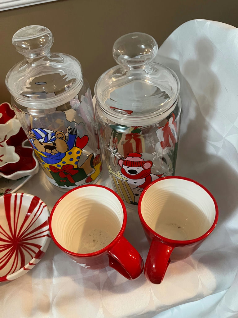 Christmas-themed glass jars, mugs, bowls, and plates - image 2 of 2