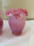 Pair of pink hobnail glass vases - thumbnail 2 of 2