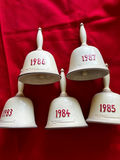Set of five vintage ceramic bells with year marks 1983–1987 - thumbnail 1 of 2