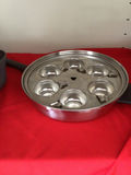 Rectangular broiler pan with rack, round egg poacher insert, and metal lid - thumbnail 3 of 4