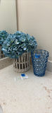 Blue Artificial Flower Arrangement and Blue Glass Vase - thumbnail 1 of 5