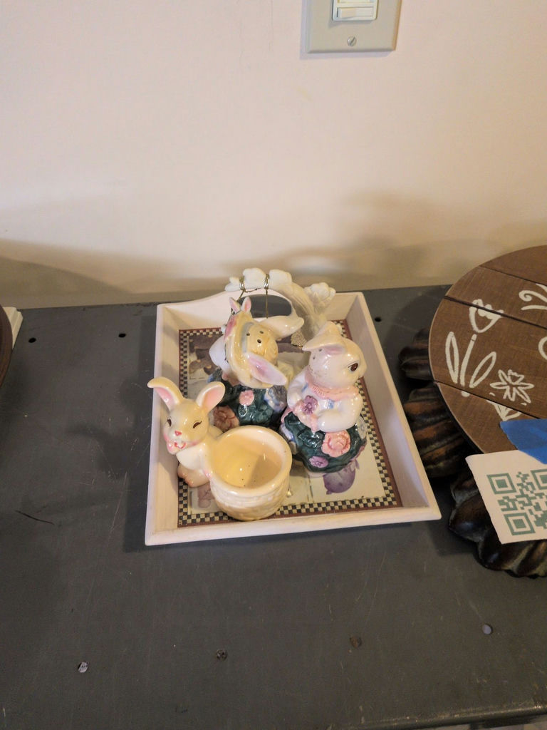 Easter Bunny Figurines and Decorative Tray Set - image 2 of 9