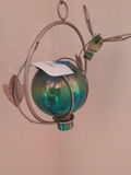 Hanging Glass Orb and Metal Hummingbird Decor - thumbnail 3 of 5