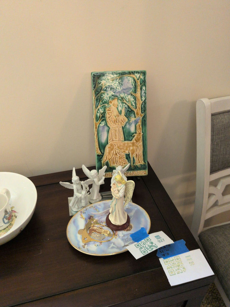 Religious Decorative Plaque and Angel Figurines - image 1 of 9