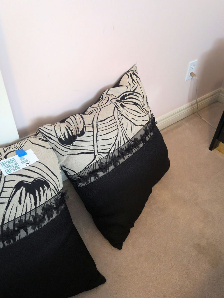 Pair of Black and White Floral Throw Pillows - image 4 of 6