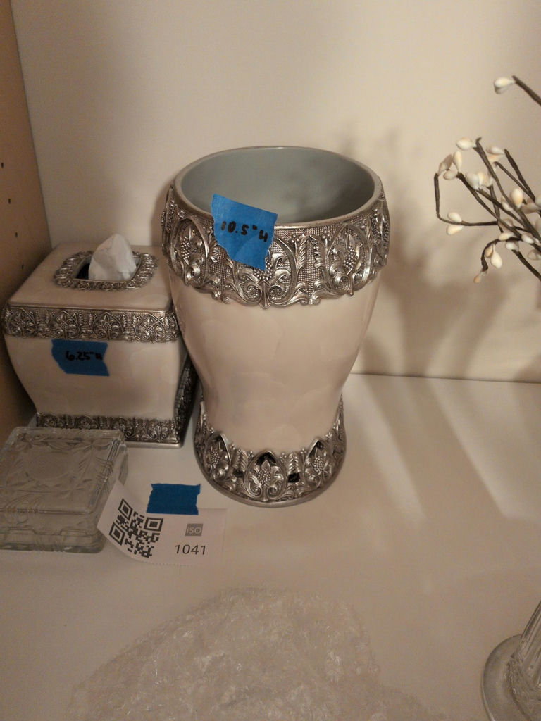 Decorative Garbage Can, Tissue Box Cover, and Glass Trinket Box - image 2 of 5