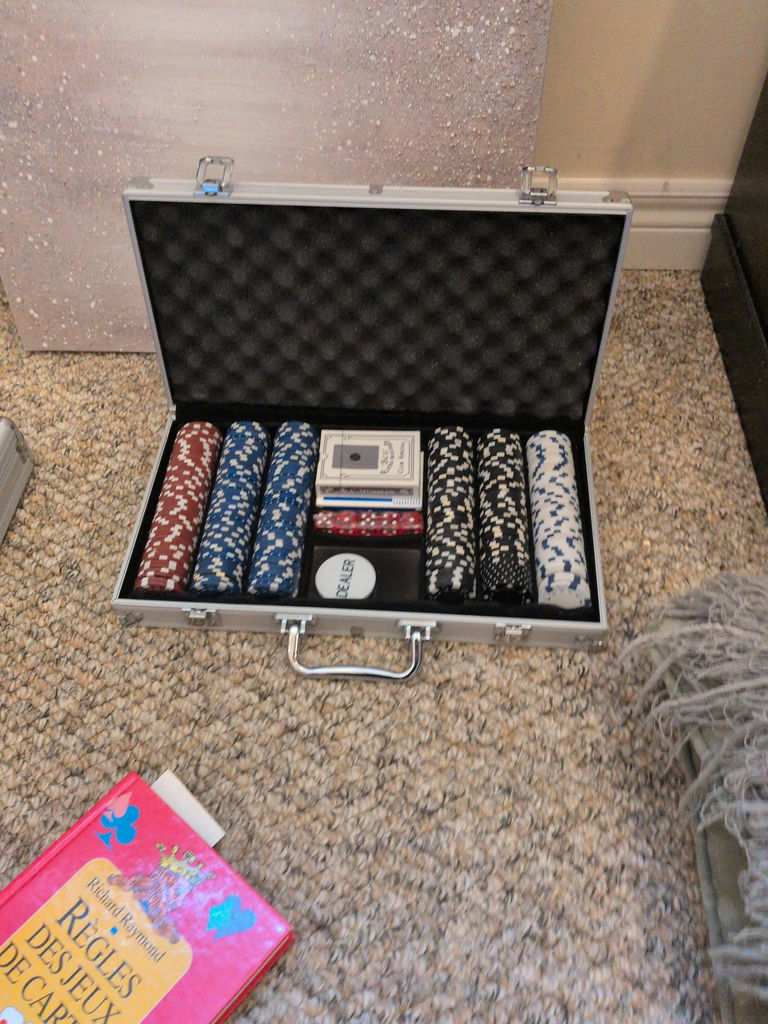 Poker Chip Set, Card Game Rules Book, and Glass - image 4 of 5