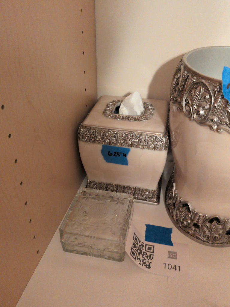 Decorative Garbage Can, Tissue Box Cover, and Glass Trinket Box - image 3 of 5