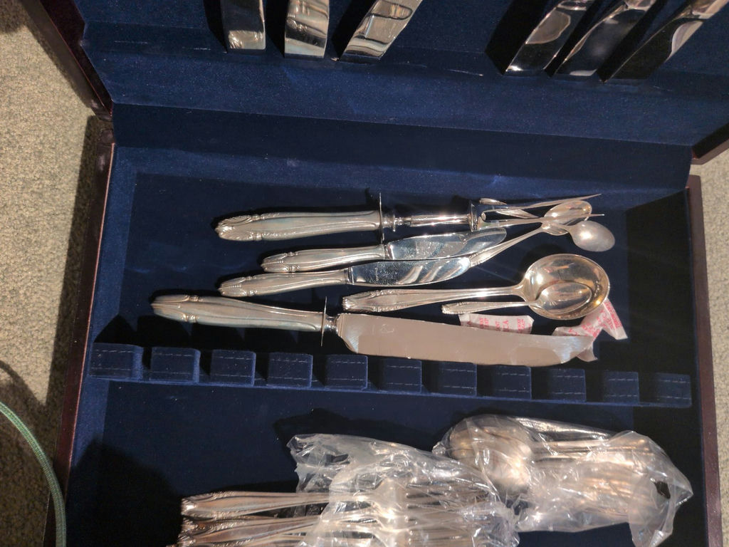 Silver-Tone Flatware Set with Wooden Storage Case - image 4 of 6