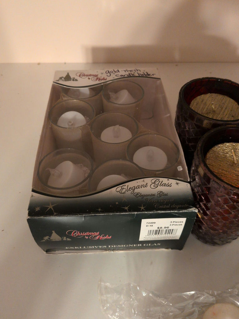 Glass Candle Holders and Decorative Candles - image 2 of 7