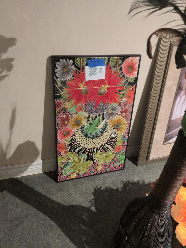Framed Floral and Frog Artwork - image 1 of 6