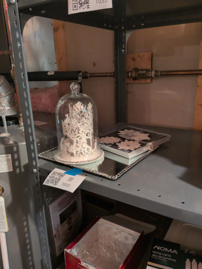 Decorative Glass Cloche, Snowflake Ornaments, and Mirrored Tray - image 1 of 5