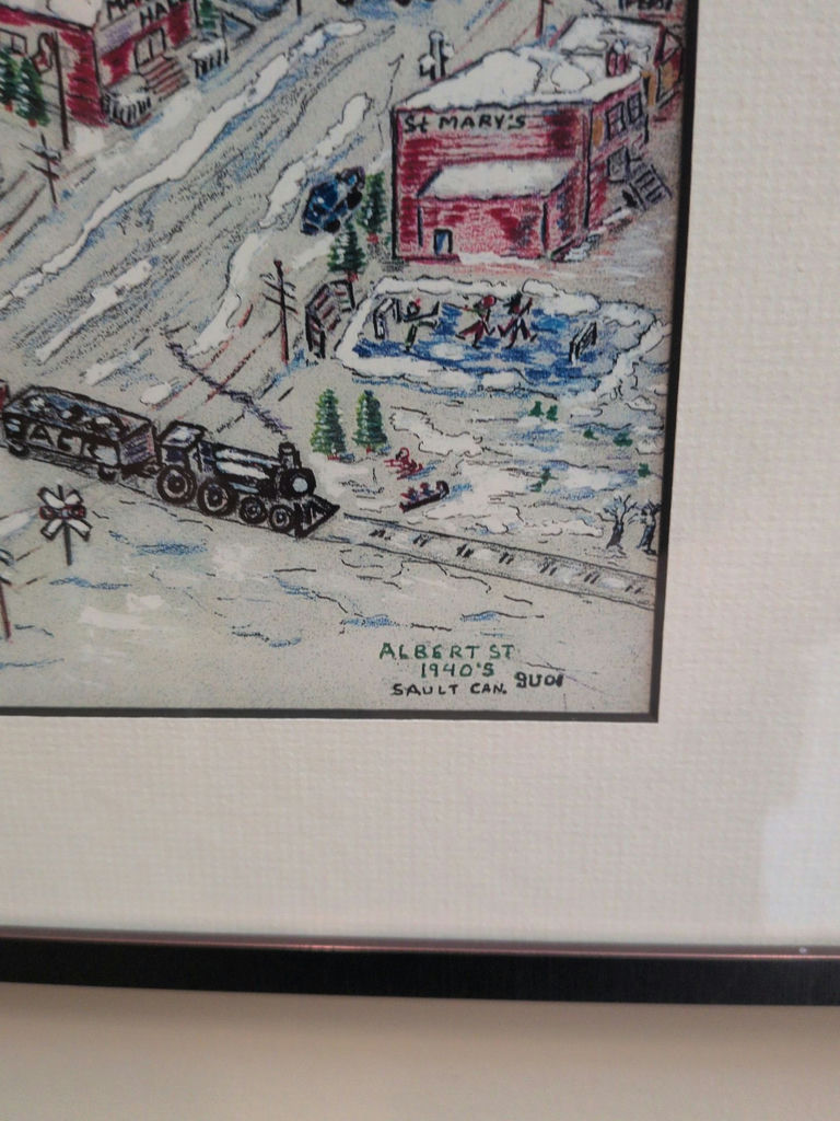 Framed Winter Town Scene Artwork Collage - image 7 of 9