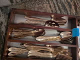 Gold-Tone Flatware Set with Wooden Organizer Tray - thumbnail 2 of 7