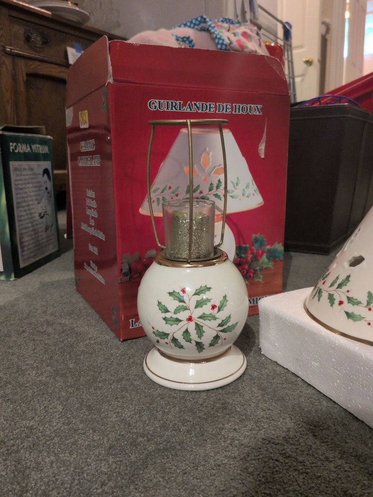 Ceramic Candle Lamp with Holly Design - image 2 of 6