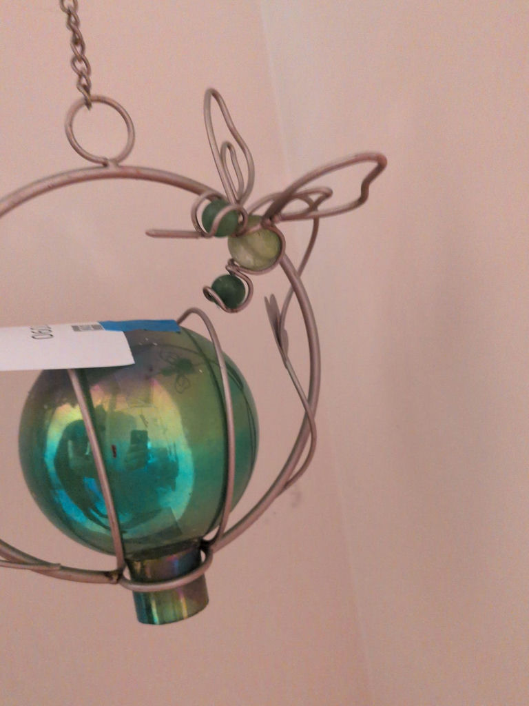 Hanging Glass Orb and Metal Hummingbird Decor - image 2 of 5