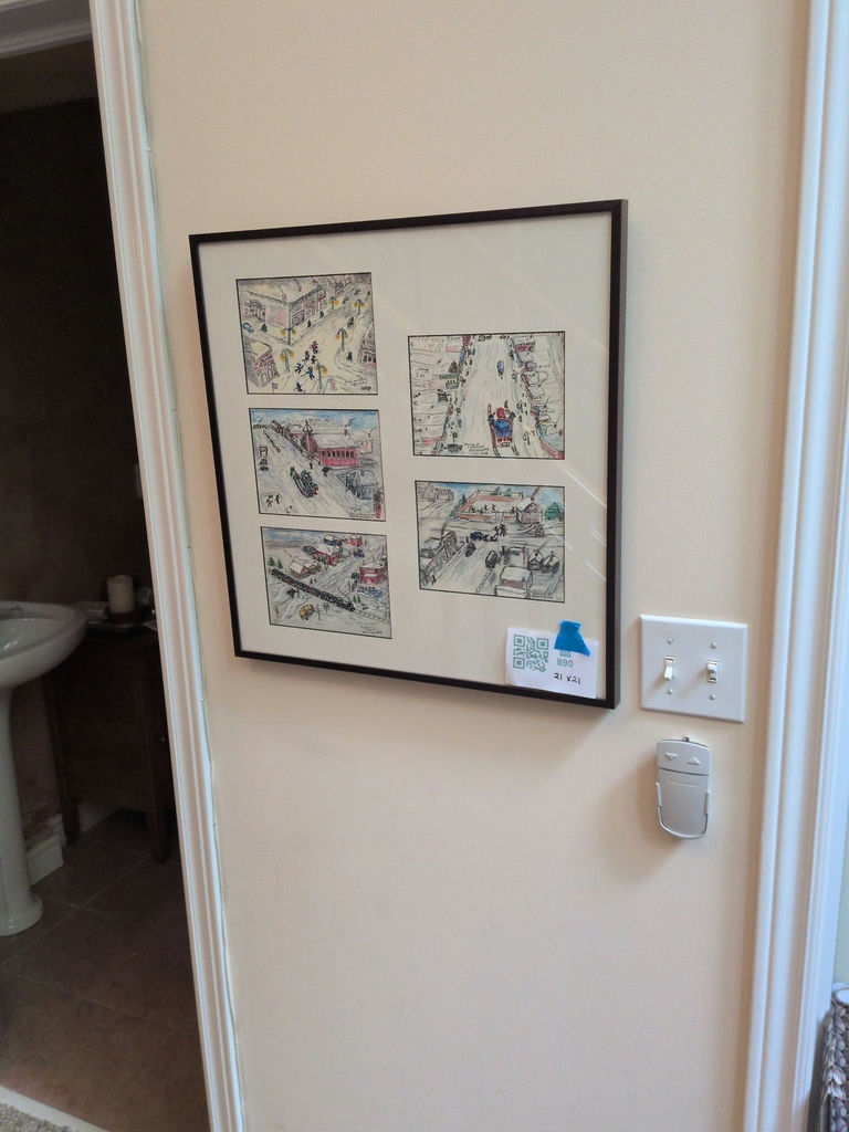 Framed Winter Town Scene Artwork Collage - image 1 of 9