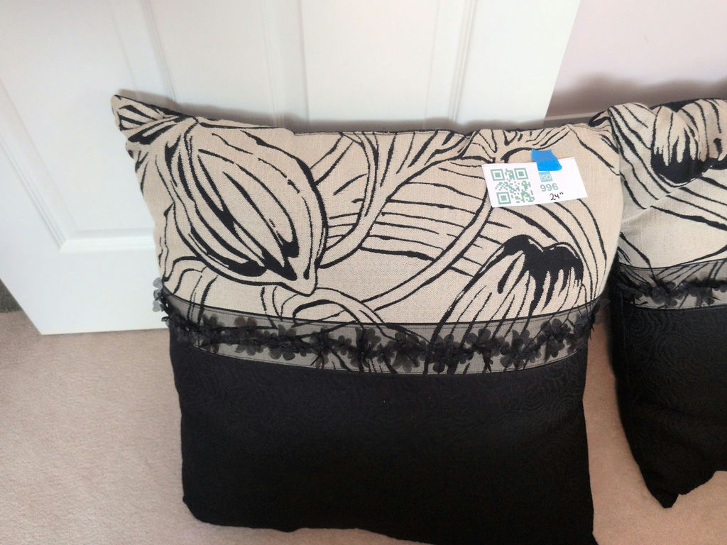 Pair of Black and White Floral Throw Pillows - image 3 of 6