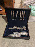 Silver-Tone Flatware Set with Wooden Storage Case - thumbnail 2 of 6