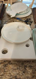 White Ceramic Serving Pieces with Glass Plate - thumbnail 5 of 7