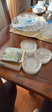 2 Sets of Clear Pressed Glass Coasters, Pimpernel Christmas Coasters - thumbnail 1 of 14