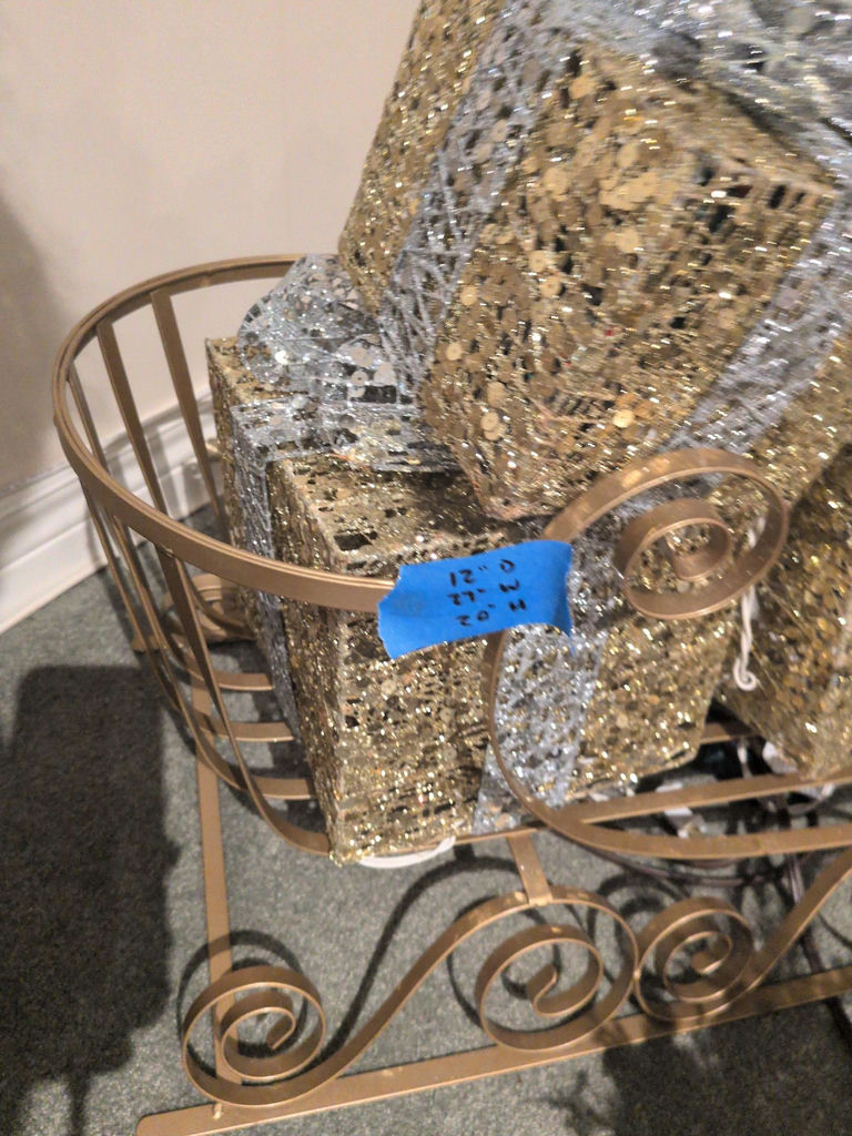 Lighted Gift Box Decorations in Metal Sleigh - image 3 of 5