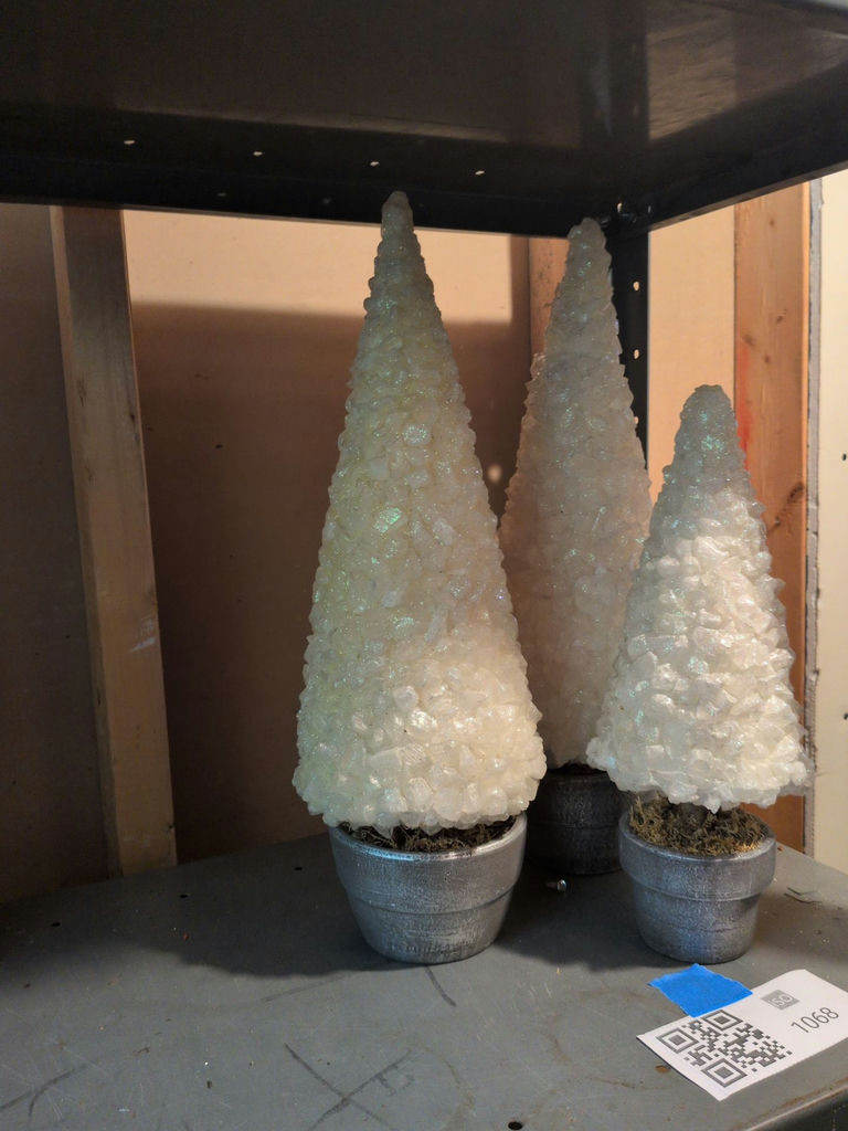 Set of Decorative White Crystal Cone Trees - image 2 of 5