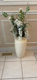 White Floor Vase with Artificial Floral Arrangement - thumbnail 1 of 4