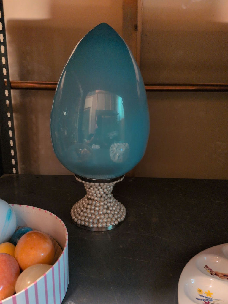 Blue Decorative Egg Sculpture and Egg Tray - image 4 of 8