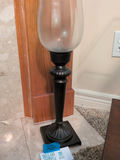 Black Metal Candle Holder with Frosted Glass Hurricane Shade - thumbnail 3 of 5