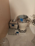 Decorative Garbage Can, Tissue Box Cover, and Glass Trinket Box - thumbnail 1 of 5