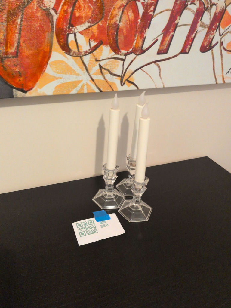 Set of Three LED Taper Candles with Clear Candle Holders - image 1 of 5