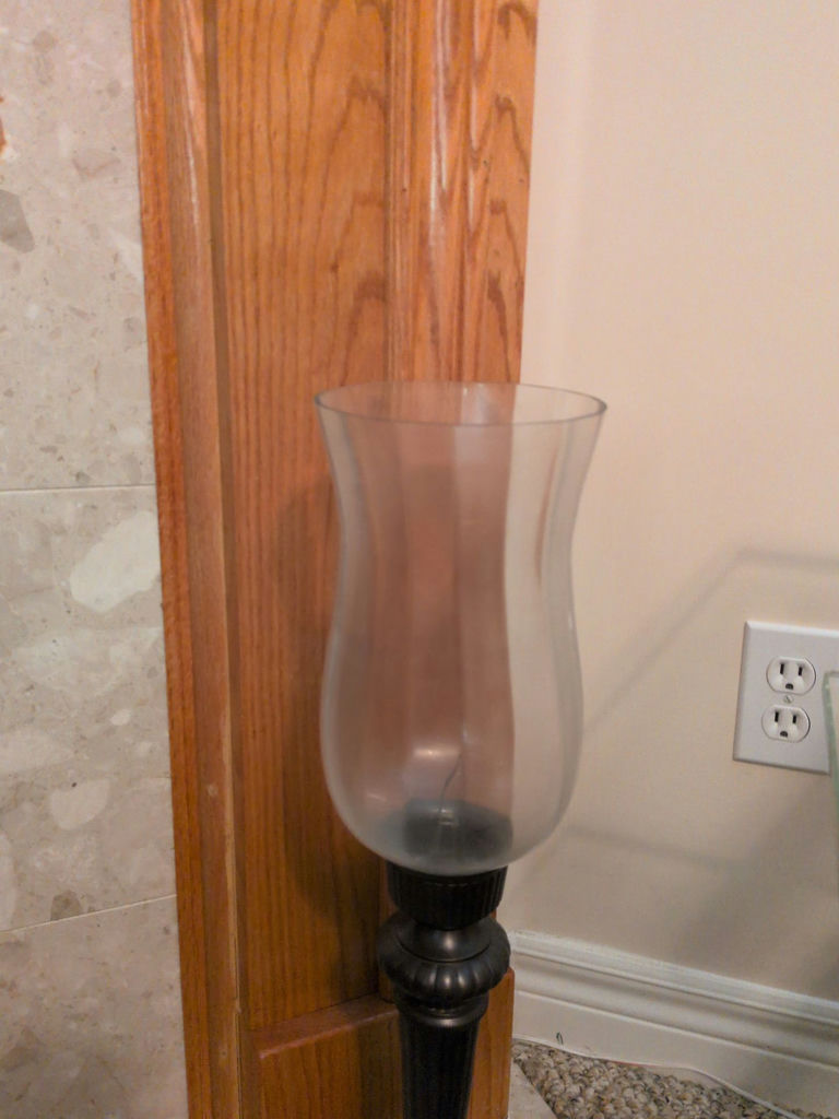 Black Metal Candle Holder with Frosted Glass Hurricane Shade - image 2 of 5