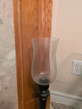 Black Metal Candle Holder with Frosted Glass Hurricane Shade - thumbnail 2 of 5