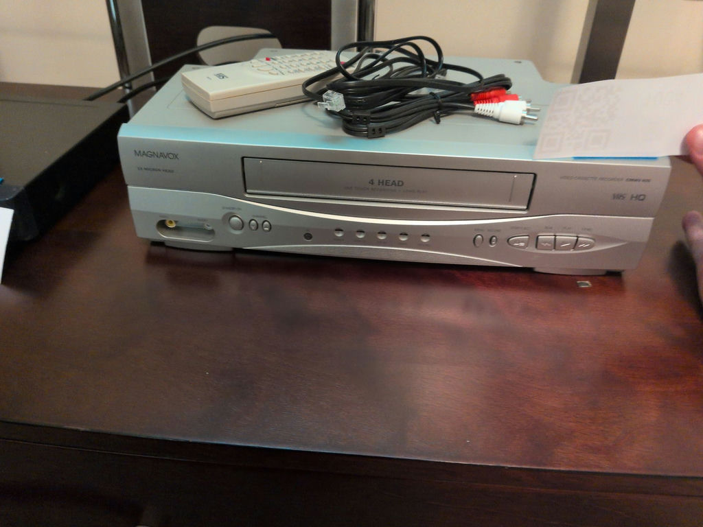 Magnavox 4-Head VHS VCR with Remote and Cables - image 3 of 9