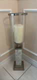 Glass Hurricane Candle Holder with Marble Base - thumbnail 1 of 4