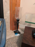 Black Metal Candle Holder with Frosted Glass Hurricane Shade - thumbnail 1 of 5