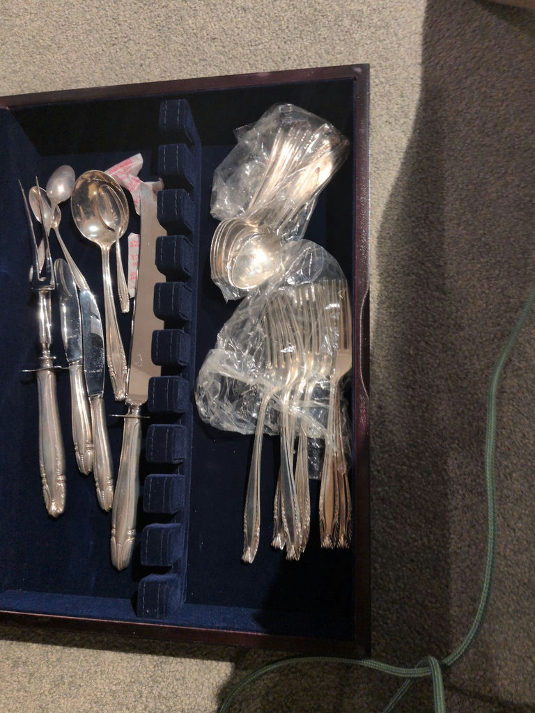 Silver-Tone Flatware Set with Wooden Storage Case - image 5 of 6