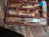Gold-Tone Flatware Set with Wooden Organizer Tray - thumbnail 3 of 7