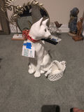 White Ceramic Cat Figurine and Victorian Bird Gracie China Basket - thumbnail 1 of 5