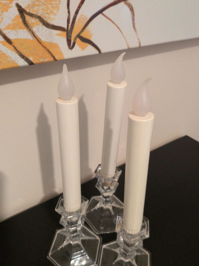 Set of Three LED Taper Candles with Clear Candle Holders - image 3 of 5