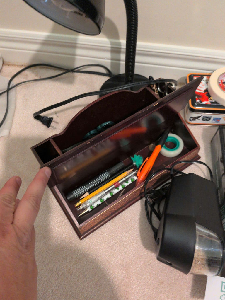 Desk Lamp, Wooden Organizer Box, and Office Supplies - image 4 of 11