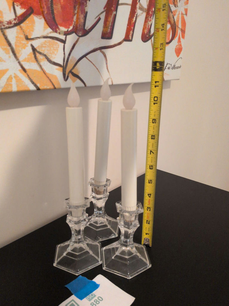 Set of Three LED Taper Candles with Clear Candle Holders - image 4 of 5